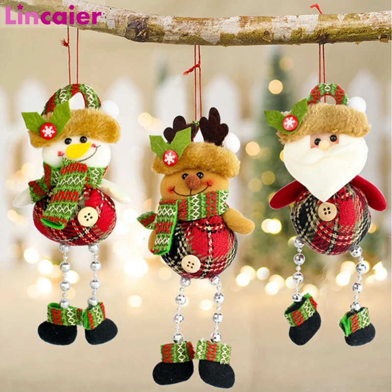 

3pcs Santa Claus Snowman Deer Toy Doll Christmas Tree Ornaments Xmas 2019 Merry Christmas Decorations for Home New Year