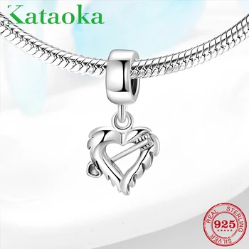 

New Fashion 925 Sterling Silver Cupid love hearts pendants Beads Fits Original Pandora Charms Bracelet Bangles DIY Jewelry