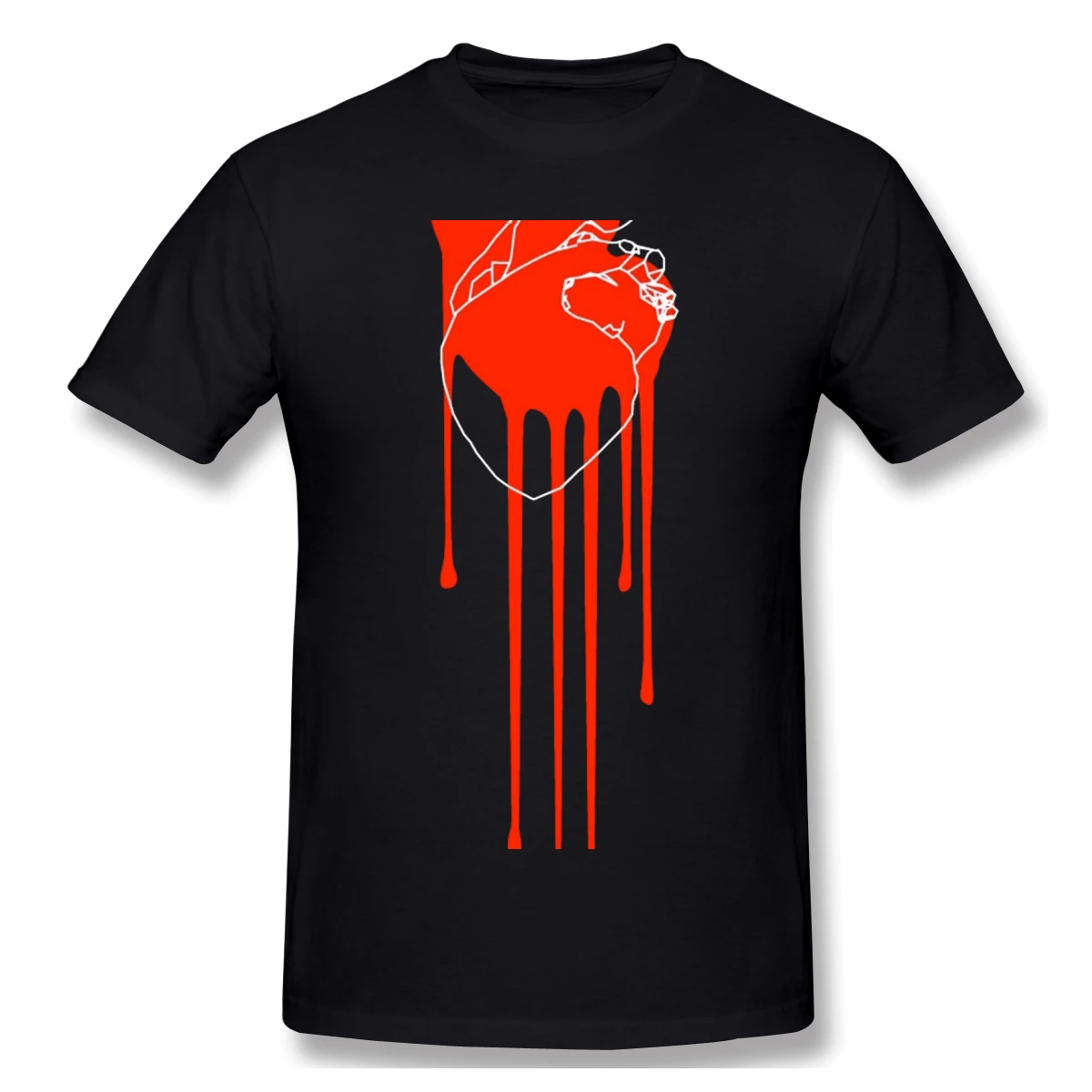 

Men T-Shirts Funny Round Neck Short Sleeve Tops BLEEDING HEART Pure Cotton Tees Funny Harajuku tShirt