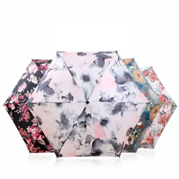 

Pocket Mini Umbrella Windproof And Durable 5 Fold Umbrella Flat Head Portable Portable Umbrella Uv Umbrella Lily Print