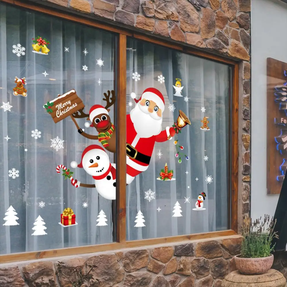 

New Year 2022 Christmas Wall Window Stickers Marry Christmas Decoration For Home 2021 Christmas Ornaments Xmas Navidad Gift