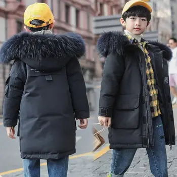 

New 2020 Winter Fashion Down Jacket For Boys Children's Clothing Thicken Outerwear & Coats Fur Hooded Parka Kids Clothes W846