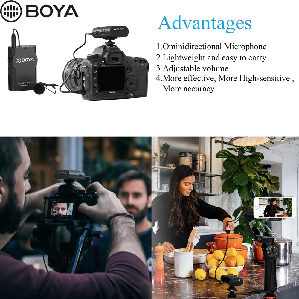 Boya BY WM4/WM4 Mark II беспроводной Студийный конденсаторный микрофон Система петличный