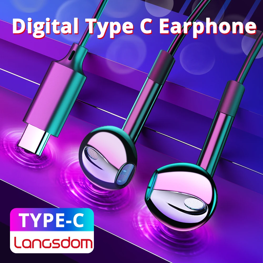 Langsdom type C наушники для Auriculares Xiaomi с микрофоном kulakl k Hifi бас гарнитура samsung USB