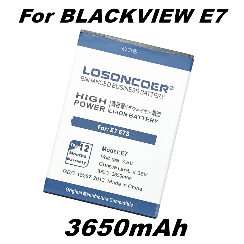LOSONCOER 3650 мАч E7 хорошее качество батареи мобильного телефона для Blackview E7 E7S батареи Аккумулятор Акку