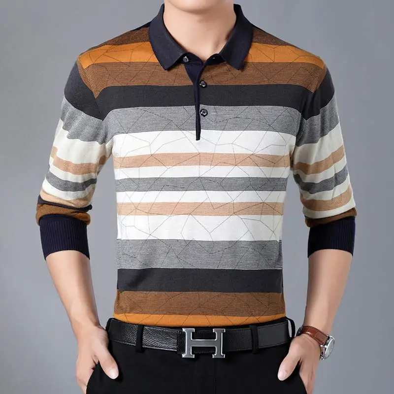 Цвет: желтый brand casual striped fitness long sleeve polo shirt men poloshirt jersey luxury mens polos tee shirts dress fashions 81003 - Цвет: Цвет: желтый