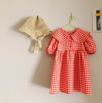 

2020 New Style Girls Plaid Dress Cotton Fashion Summer Girls Dresses 1-7t QA50