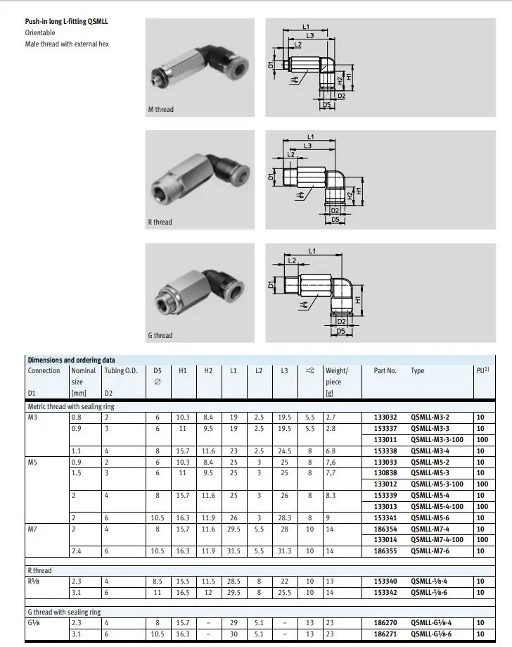 QSML-M3-4 QSML-M5-4 QSML-M5-6 QSML-M7-4 QSM-M7-6-I-R Festo Быстрой вставки резьбовое соединение воздушные инструменты разъем QSML серии