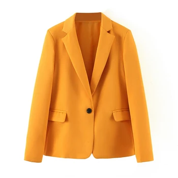 

Solid Long Sleeve Blazer Women Casual Notched Collar Pockets Jacket Ladies Office Wear Single Breasted Outwear Coat
