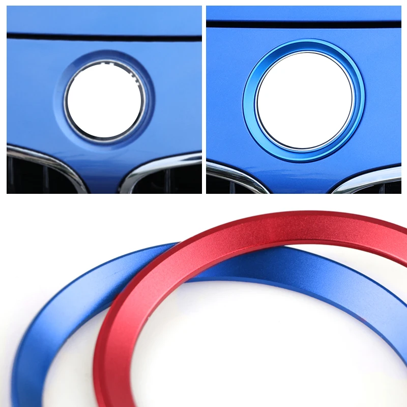 Anello con Logo Dell'emblema Anteriore Dell'auto, Anello con Logo Dell'emblema della Griglia Anteriore Nero Lucido Distintivo Esterno Decorazione Copertura Trim Adesivi Sostituzione Per Alfa Romeo Giu