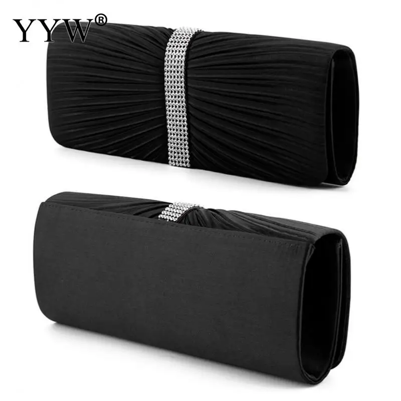 Satin Pleat Evening Party Clutch Bag Fashion Night Clutches Purse Bag With Chain Handbags Luxury Elegant Clutch Sac Main Femme