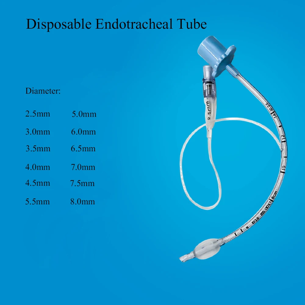 Disposable Endotracheal Tube with Balloon Animal Oral Nasal Intubation Pet Anethesia First Aid Trachea Cannula 2.5mm-8mm 10Pcs