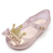 Mini Melissa/Новинка года; прозрачные сандалии для девочек; Летние сандалии с короной; милые детские сандалии Melissa; пляжная обувь; обувь для малышей; 13-18 см
