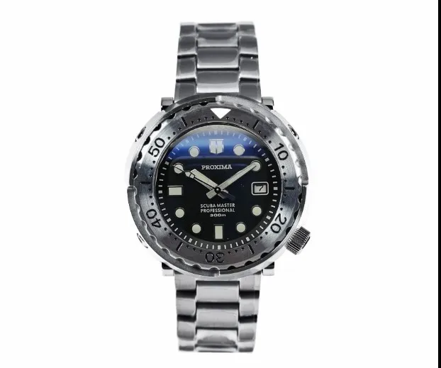 SS bezel SS Band Proxima SBBN015 черный циферблат NH35 тунец дайвер Автоматические наручные часы MarineMaster - Цвет: SS bezel SS Band