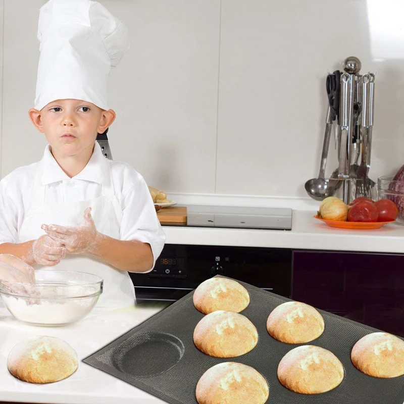 

Baking Silicone Hamburger Bread Forms Perforated Bakery Molds Non Stick Baking Sheets Fit Half Pan Size