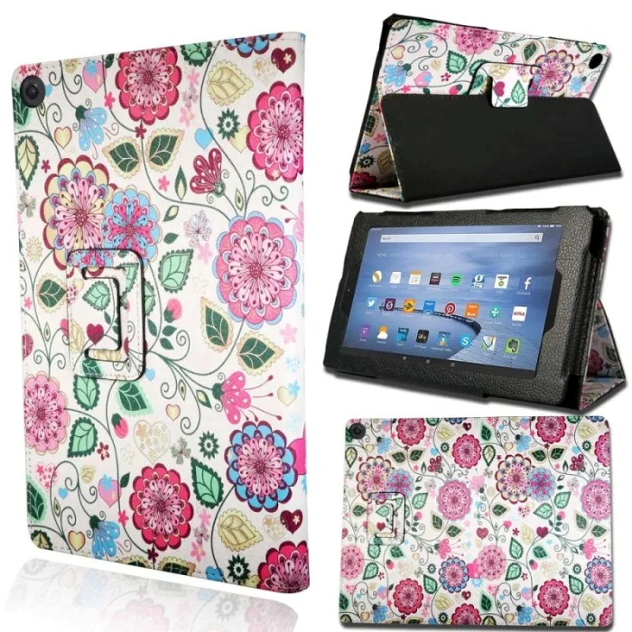 Pink Flowe KK& LL для Amazon Fire 7(5th/7th/9th поколения, выпуска)-умный планшет Магнитный кожаный чехол-книжка с подставкой - Цвет: Pink Flowe