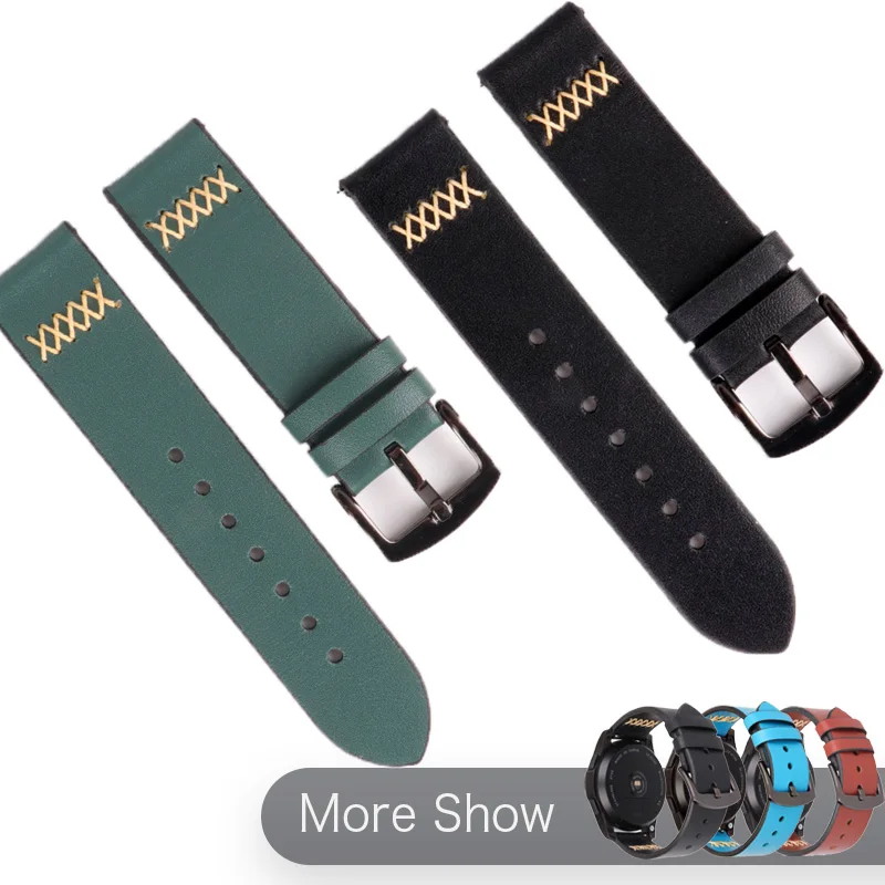 

Real Leather Watch Strap For Huawei GT 2 Watch Band For Galaxy Watch 46mm Gear S3 Wrist Bracelet For Amazfit GTR 47mm Watchband