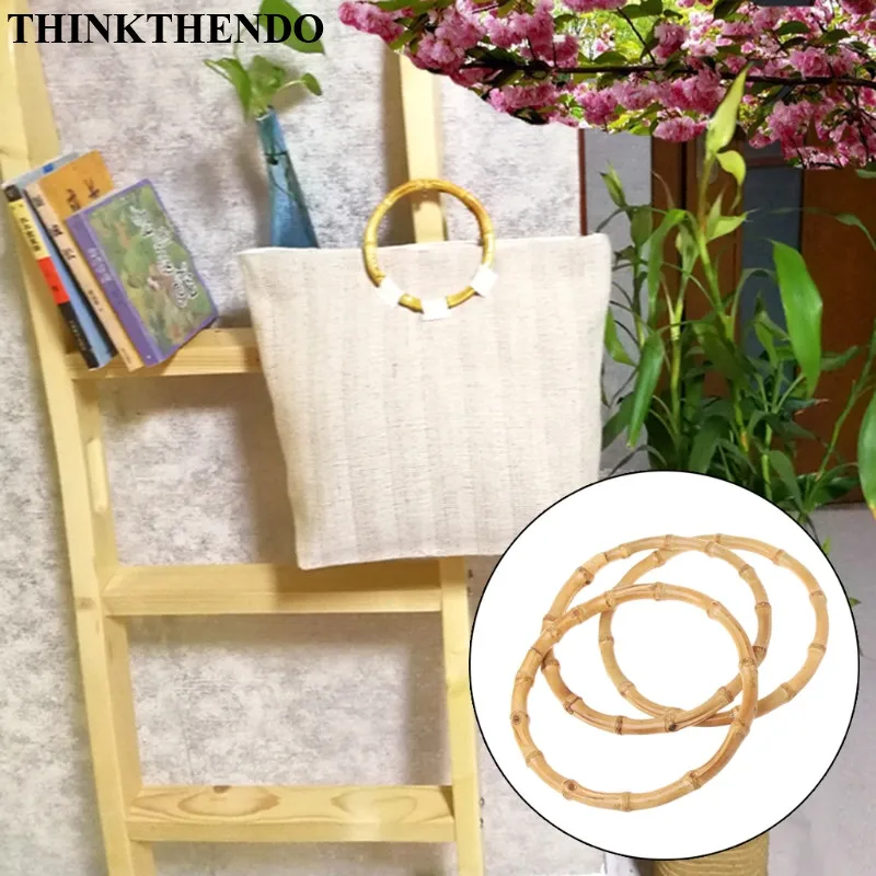 THINKTHENDO круглые бамбуковые сумки ручки для Сумочка ручной работы DIY аксессуары