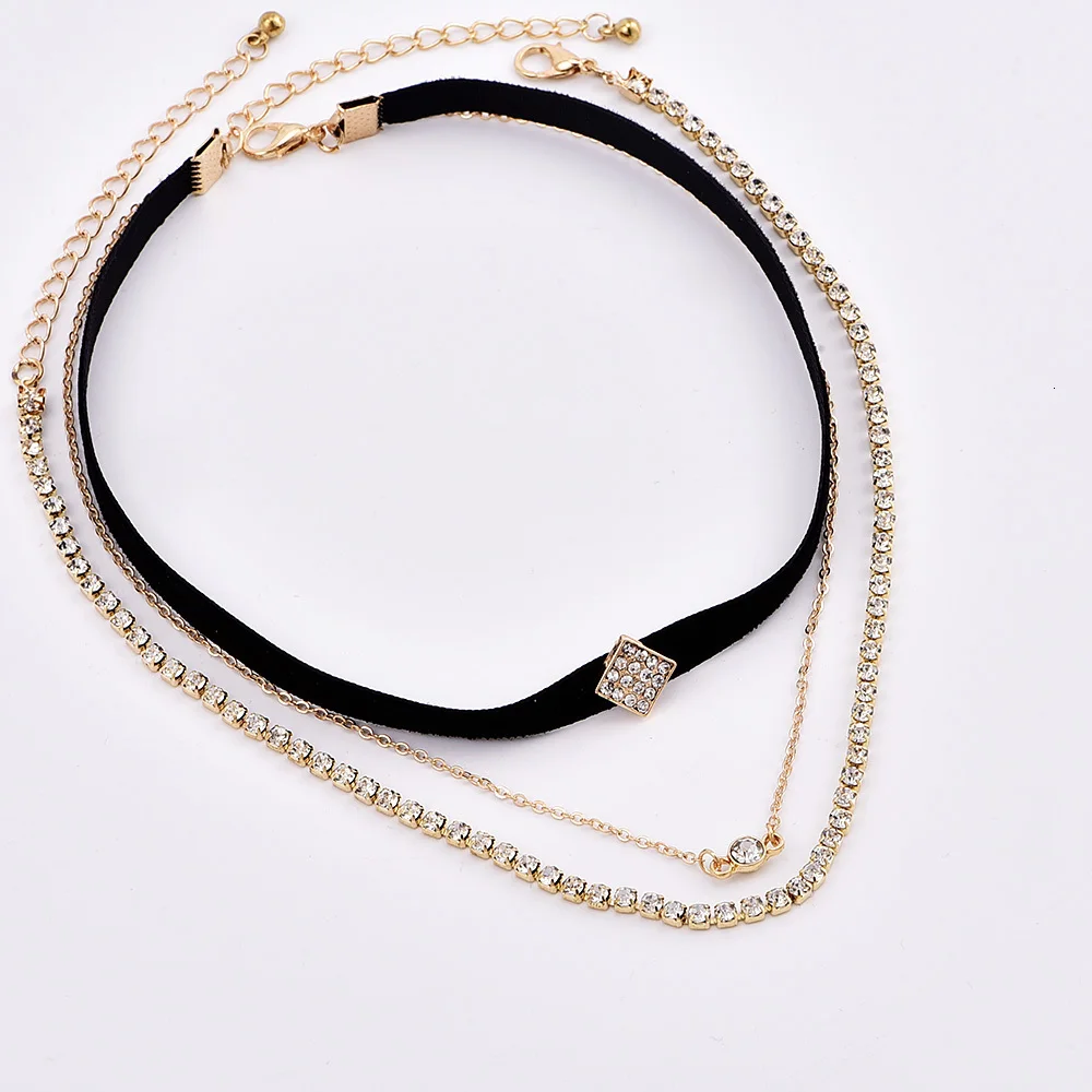 Новые модные ювелирные изделия кристалл Strand слоистых ожерелье набор для женщин Девушка хорошие подарки N0101