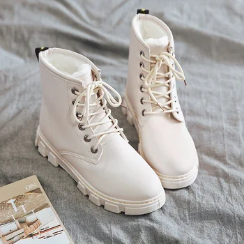 

Pu Leather Women Winter Boots For Martin Boots Lace-up Women's Boot Female Winter Shoes Round Toe Women Ankle Boots Botas NVX141