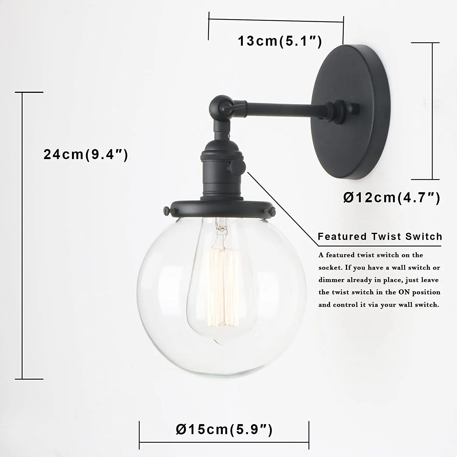 Lâmpada de parede, Loft Luminárias, cabeceira Espelho Lâmpada, Stair Light, 5,9