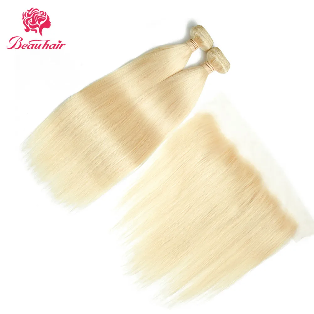 Beau Hair 613 волосы двойные пряди с 13*4 уха до уха Кружева Фронтальная перуанские человеческие волосы медовый блонд не Реми волосы плетение