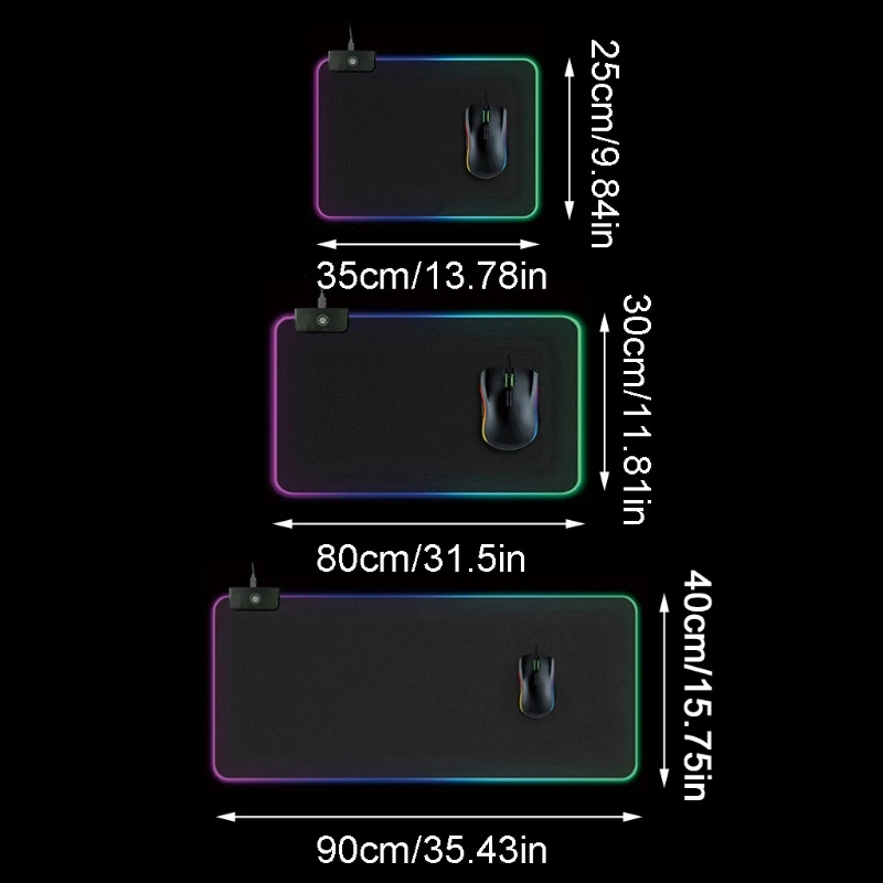 T21B RGB загорается игровой Мышь Pad 7 светодиодный светильник регулируемых режимов