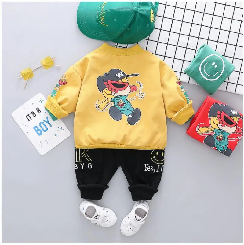 Autumn Toddler Boys Clothes Suits Baby Kids Clothing Cartoon Coat T Shirt Pants 3pcs/Sets Infant Children Tracksuits
