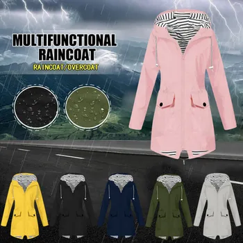 

2019 Winter Women Clothes Solid Rain Jackets Chaqueta Outdoor Plus Size Waterproof Hooded Windproof Loose Coat Ropa Mujer #C10