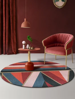 

Nordic Round Carpet Geometric Area Rugs Polychrome Carpet for Living Room Modern Minimalism Game Chair Pad Polyester Carpets