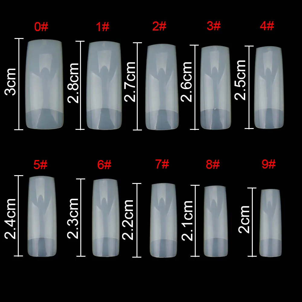 Nail Capsules Artificial Nail Tips Full Cover Nails Tips Acrylic Transparent Capsules French Manicure False 500pcs/Box Fake Nails