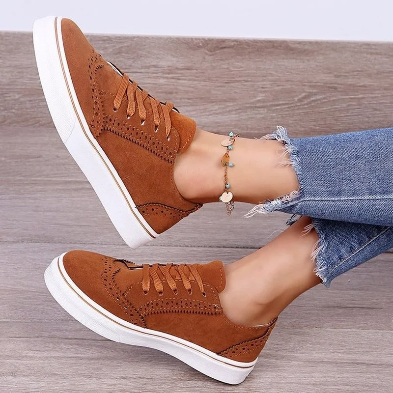 Spring/Autumn 2021 New Flats Shoes for Women Sneakers Fashion Low Cut Lace-up Casual Platform Shoes Woman Plus Size 43 Sneakers