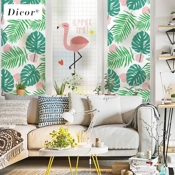 

DICOR Stained Static Cling Window Film Frosted Opaque Privacy Glass Sticker Home Decor Digital Print BLT1306 Tropical Style