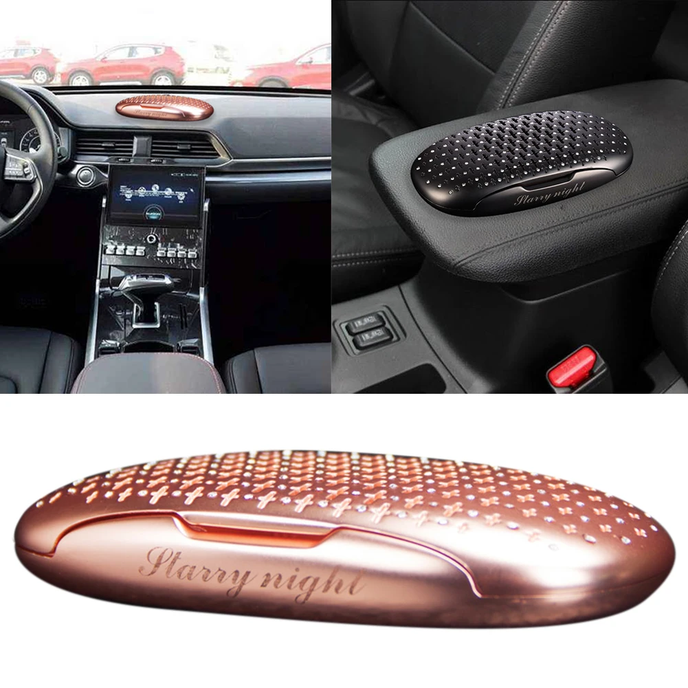 

Dashboard Decoration Car Perfume Seat Interior Aromatherapy With Rhinestone Odor Remove Air Freshener Metal Shell Auto Ornament