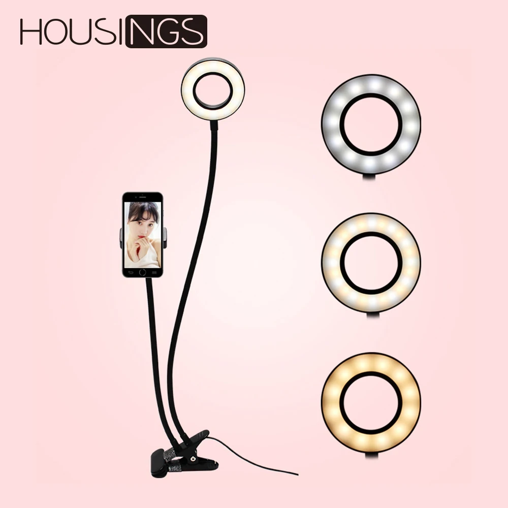 

2 in 1 360 Rotating Holder For Phone Long Arms Fill Light For iPhone LED Lamp Bracket Desk Eye Care For Samsung Bed stand Adjust
