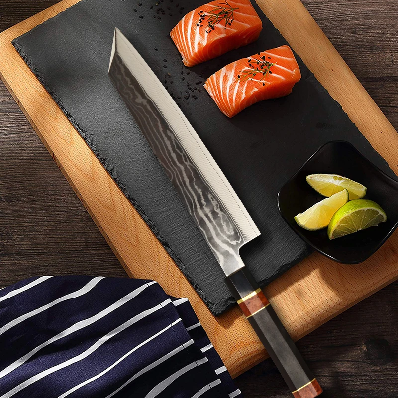 Нож для суши Kiritsuke VG10 кухонный японский сашими из дамасской стали нарезки лосося