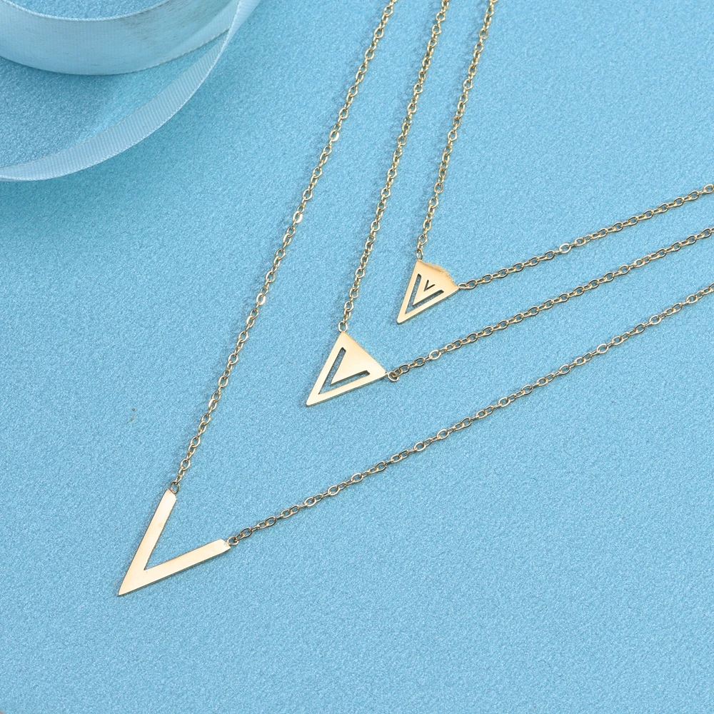 

SDA Summer V Letter Long Necklace 3 Chains Sets For Women High Quality Charm Lady Jewelry