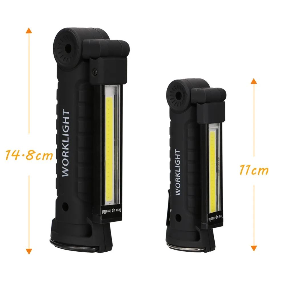 Portable 5 Mode COB Flashlight Torch USB Rechargeable LED Work Light Magnetic COB Lantern Hanging Hook Lamp For Outdoor Camping
