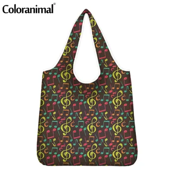 

Coloranimal Fashion Music Notes Pattern Woman Man tote Shopper Bags Protable Eco-Friendly Bags Storage Grocery Bags for Ladies