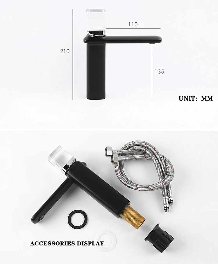 Luxurious Household Bathroom Basin crystal and brass Faucet Hot and Cold Water Tap