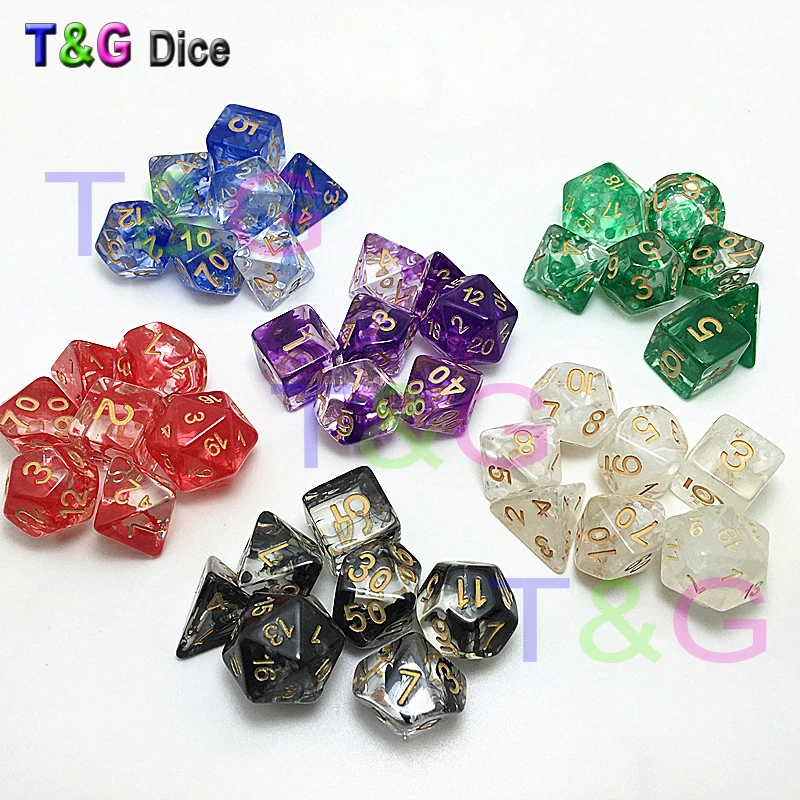 Новый Набор из 7 игральных костей многогранная Туманность игра DnD plus сумка d4 d6 d8 d10