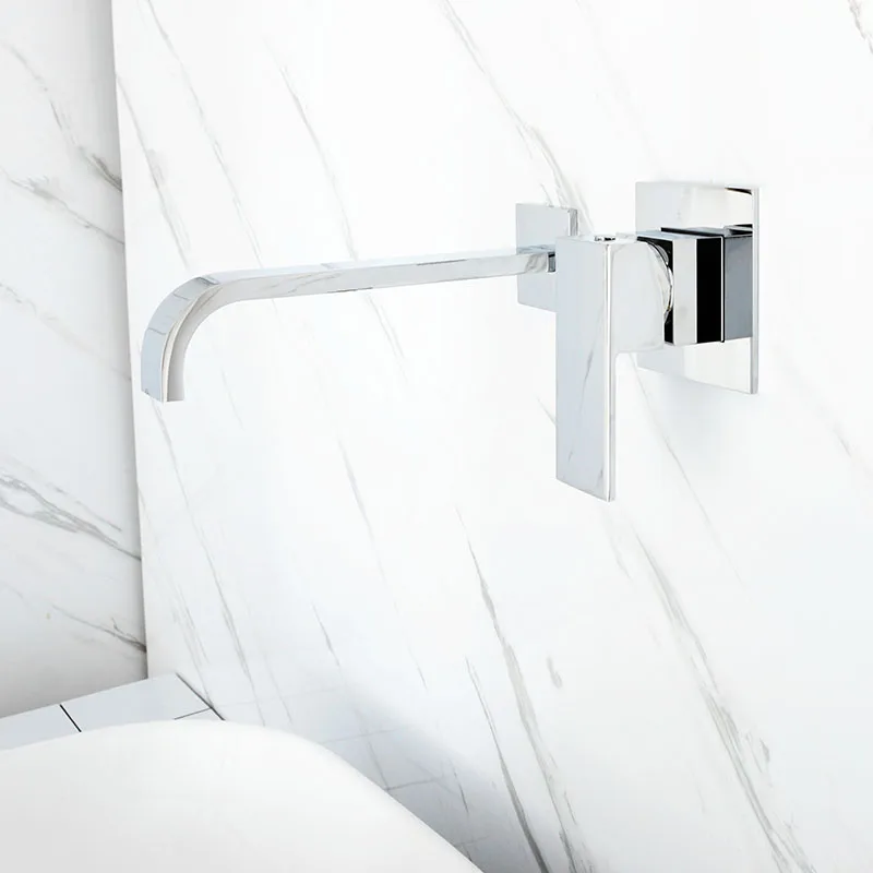 Настенный умывальник матовый черный хром латунный Смеситель для воды ванной