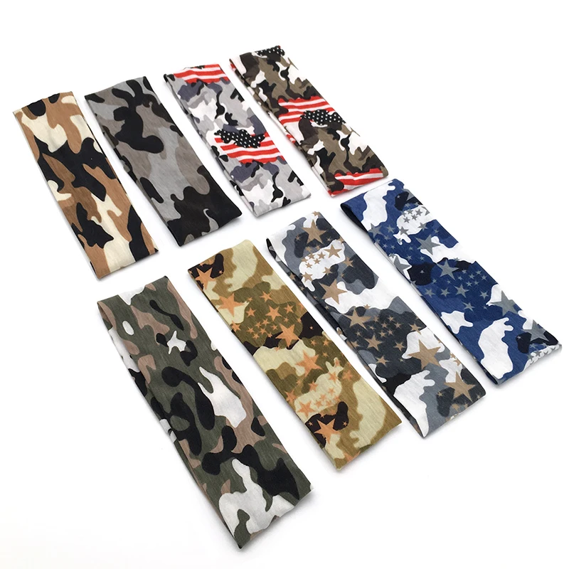 ladies headband Camouflage headband Sport Absorbent Headband unisex Cycling Yoga Sweatband Cotton Hair Bands Head Sweat Bands Sports Safety New wedding hair clips