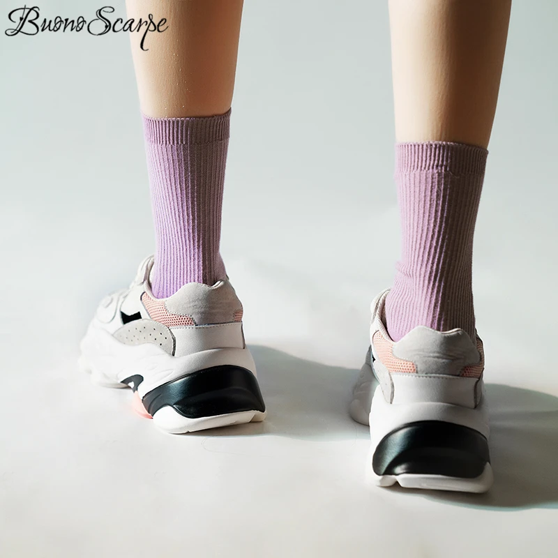 Buono Scarpe/женские кроссовки на платформе с толстой подошвой из натуральной кожи; женские кроссовки в стиле пэчворк; повседневная женская кожаная обувь;