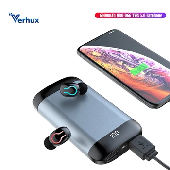 

6000mAh HBQ Q66 TWS 5.0 Wireless Earphones Bluetooth Headphone with LED Display charging box For Smart phones in earphone