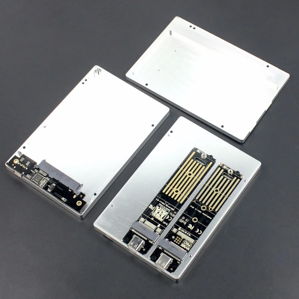 JEYI 3 диска NVME SATA 2,5 дюймов ssd-бокс M.2 ssd-бокс M.2 Накопитель SSD с протоколом NVME мобильный ssd-бокс nvme хранение NVME+ sata 3 диска весь алюминий