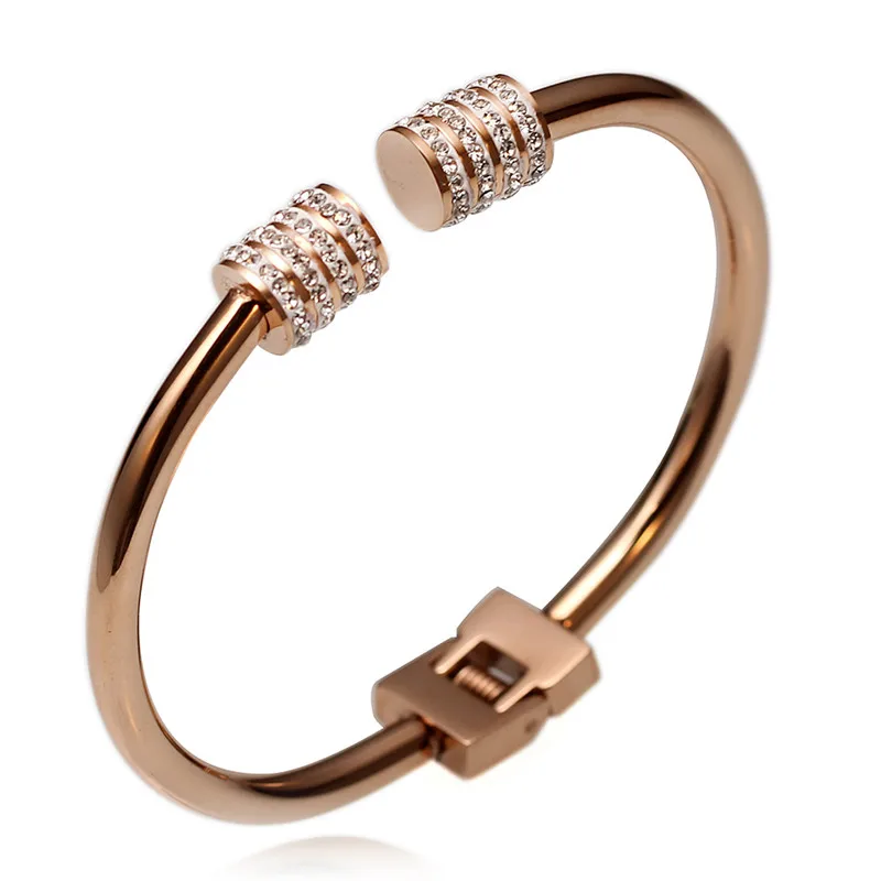 Модные Роскошные браслеты из розового золота с кристаллами для женщин, Браслет-манжета, ювелирные изделия, браслеты высокого качества, Браслеты Pulseiras - Окраска металла: 82854
