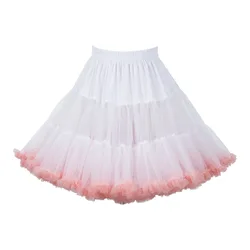 Knee Length Women's Soft Puffy Tulle Petticoats Lolita Ballet Dance Pettiskirts Costume Tutu Skirts  Colorful Layered Underskirt