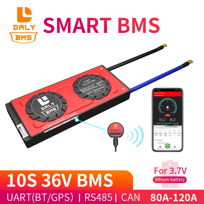 Daly 18650 smart BMS 10S 36V 80A 100A 120A Bluetooth 485 к USB устройству NTC UART программное обеспечение togther