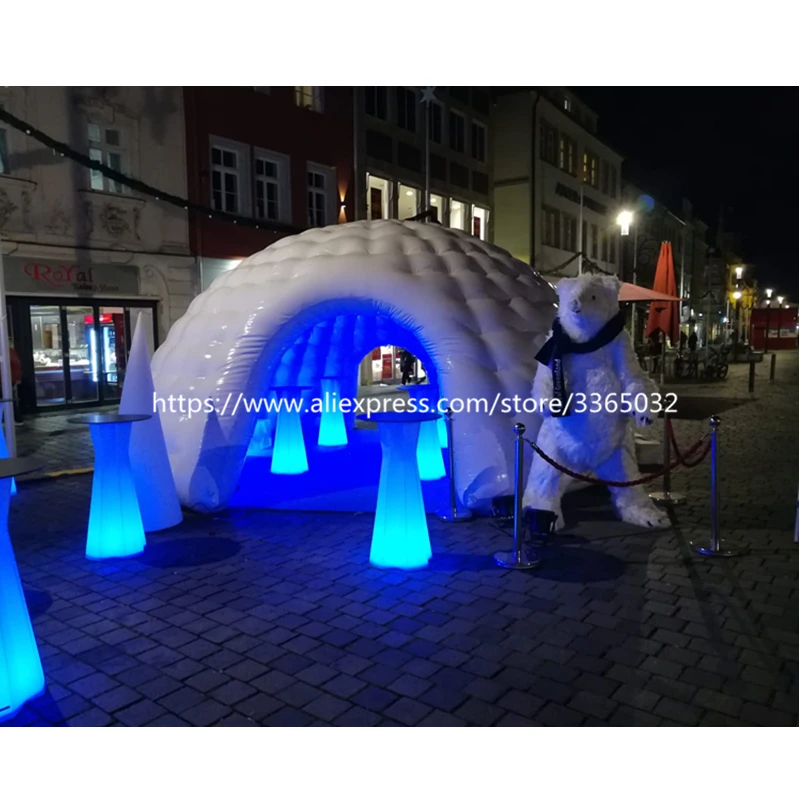 

Airtight outdoor inflatable party bar tent, durable Inflatable Igloo Tent With LED lights